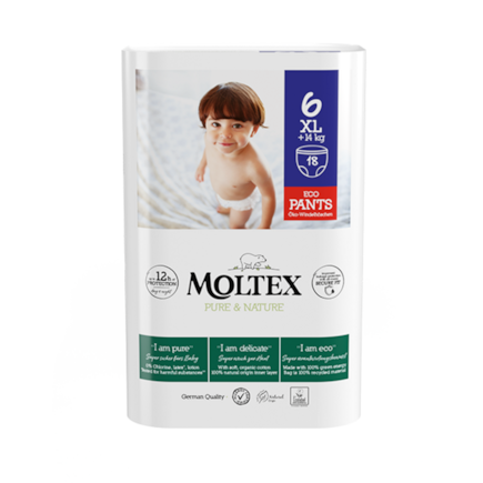 Naťahovacie plienkové nohavičky Moltex Pure & Nature XL +14kg (18ks)