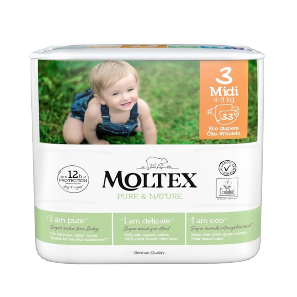 Plienky Moltex Pure & Nature Midi 4-9kg (33ks)