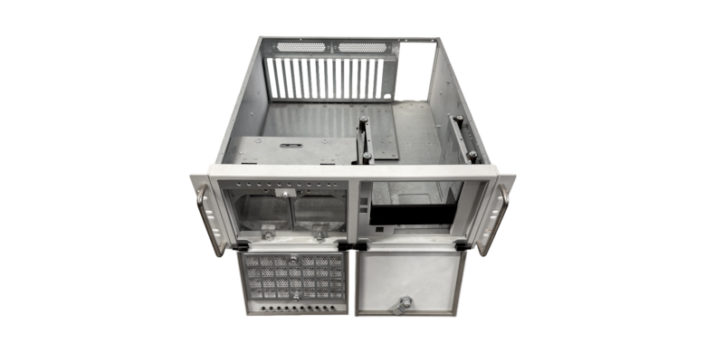 ELVAC - průmyslové rack-mount šasi s výklopnými dvířky