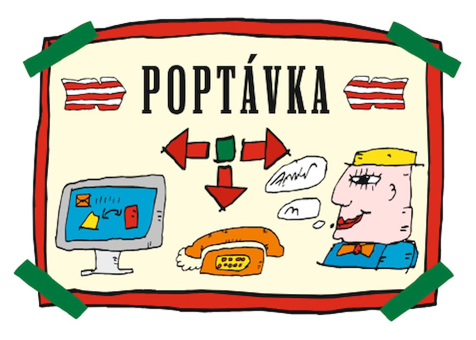 Kreslená ilustrace fáze poptávky průmyslového počítače EMKO IPC znázorňující komunikaci se zákazníkem.
