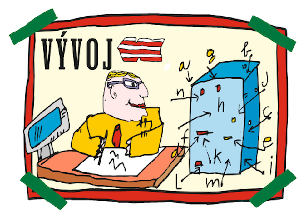 Ilustrace inženýra při vývoji a technickém navrhování šasi průmyslového počítače na míru.