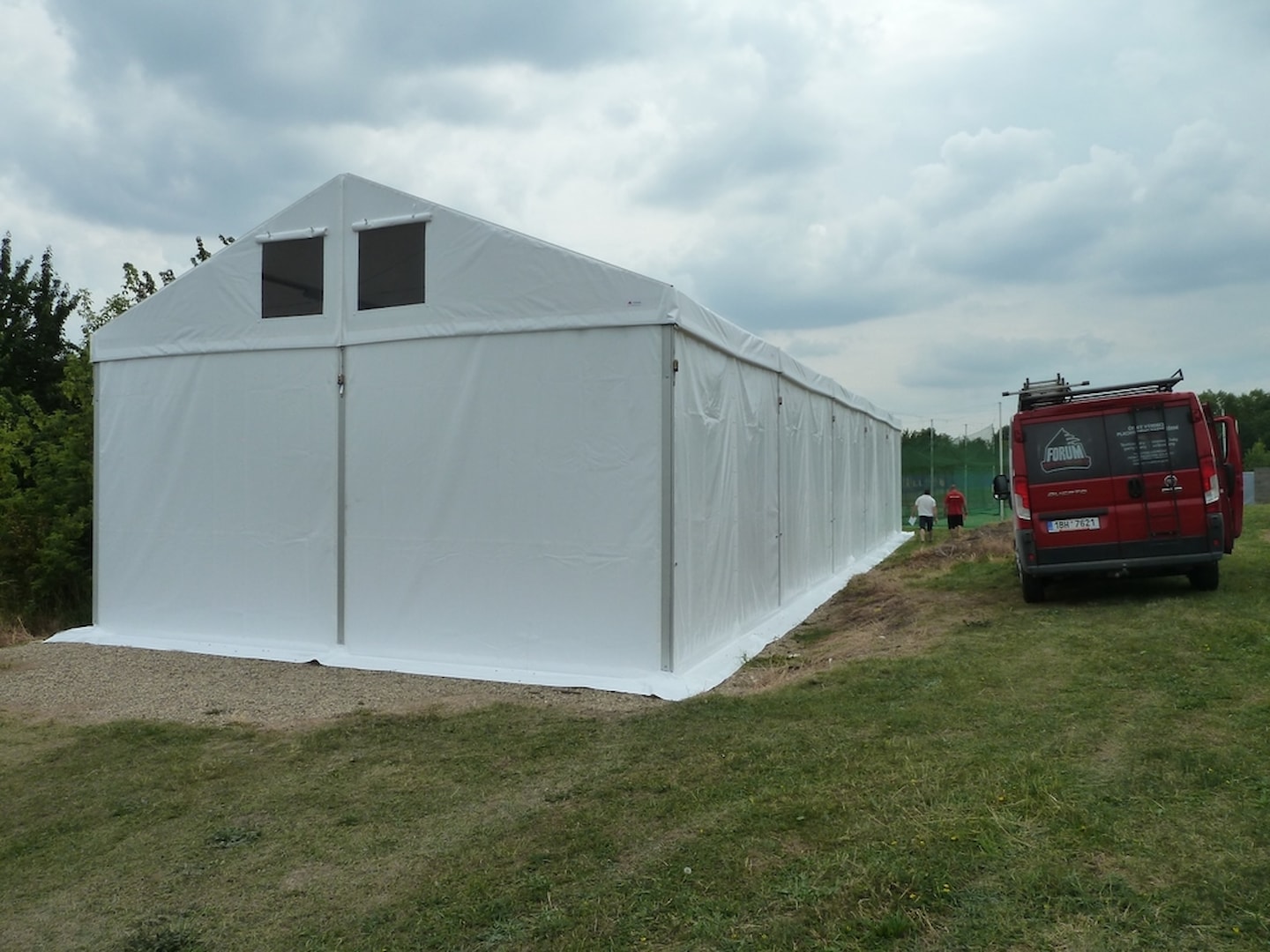 Baseball batting cage in a tent!