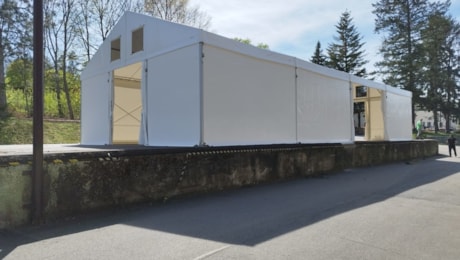Zelt auf der Rampe