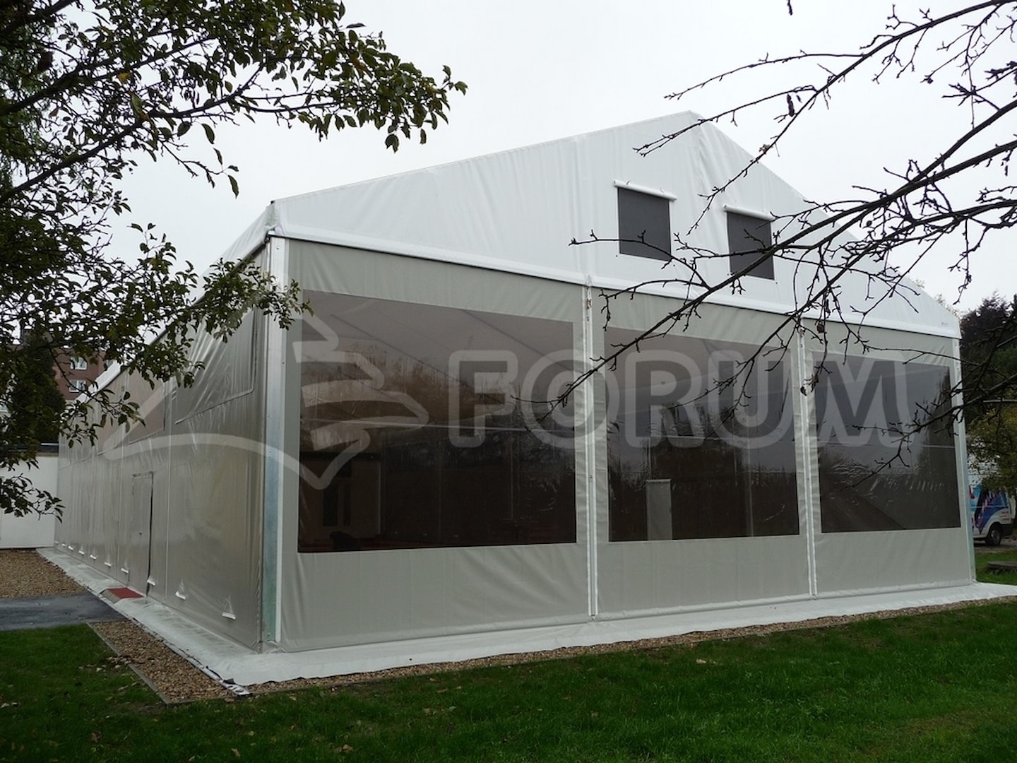Sports facilities under a tent hall.