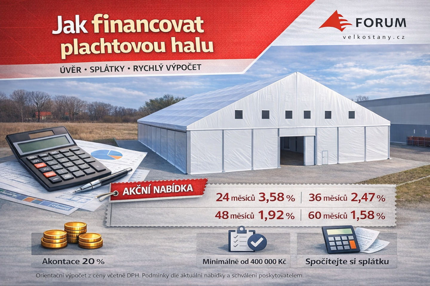 Ako financovať halu pokrytú textíliou: úver, splátky a rýchly výpočet splátok