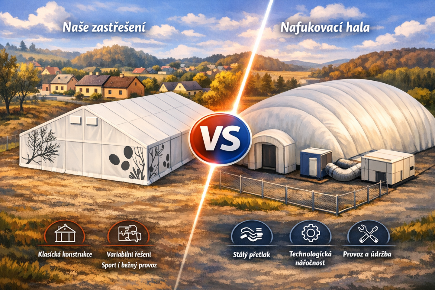 Proč může být naše zastřešení vhodnější než nafukovací haly?