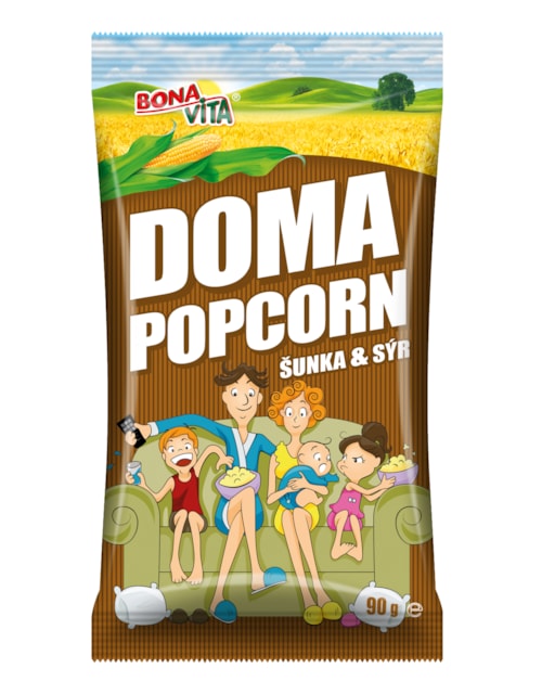 Doma pop corn šunka, sýr