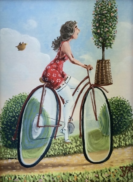 Cyklistka s cestovní zahradou