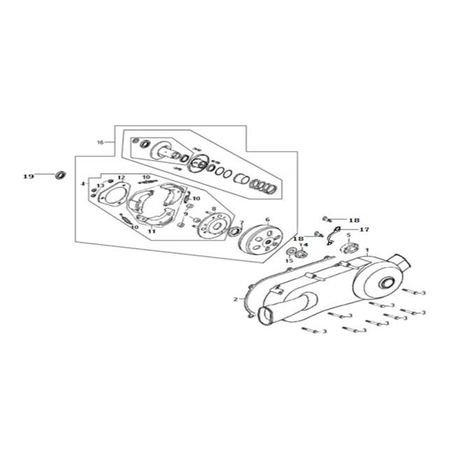 Kryt kľukovej skrine, ľavý a spojka