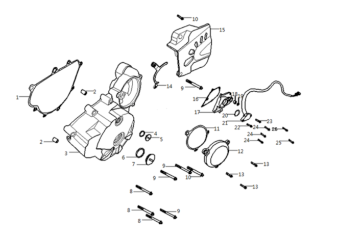Kryt kľukovej skrine, ľavý