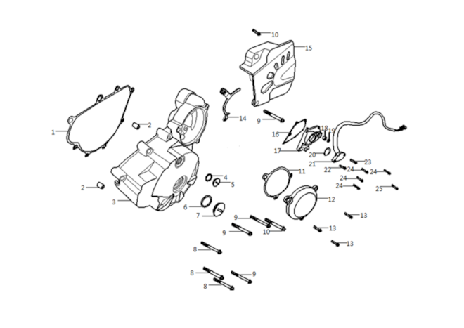Kryt kľukovej skrine, ľavý