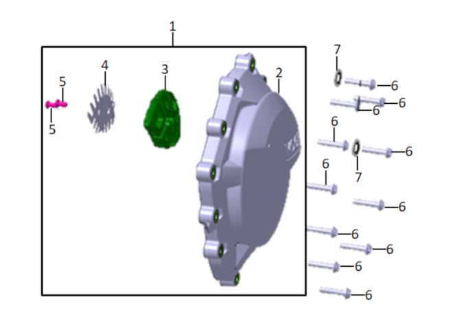 Kryt kľukovej skrine, pravý
