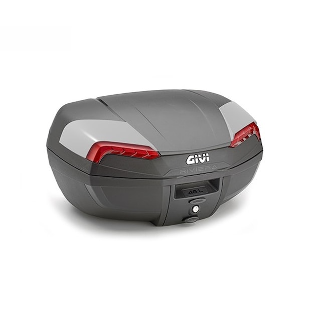 Kufr GIVI Riviera E46N2, Monolock plotna, černý, nelakovaný, červené odrazky