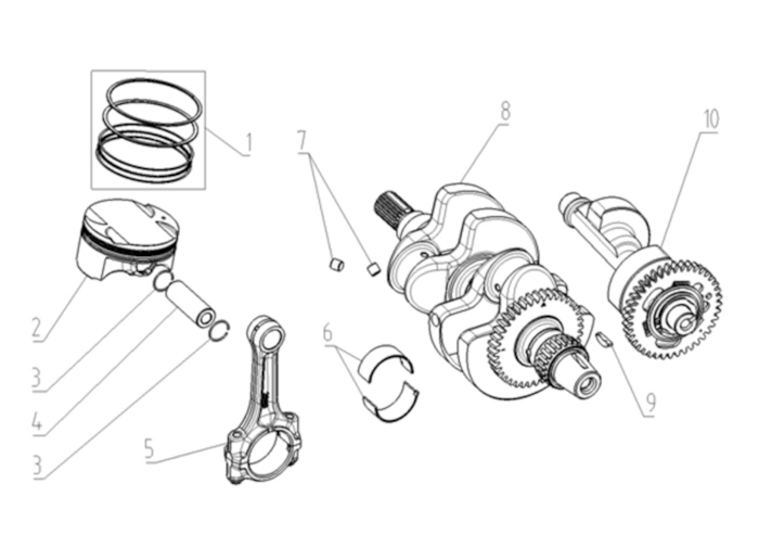 Súprava kľukového hriadeľa a ojnice