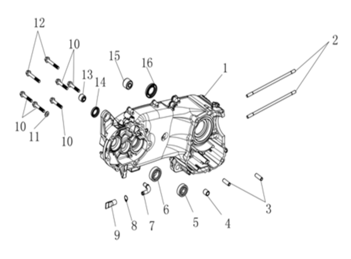 Zostava kľukovej skrine, ľavá