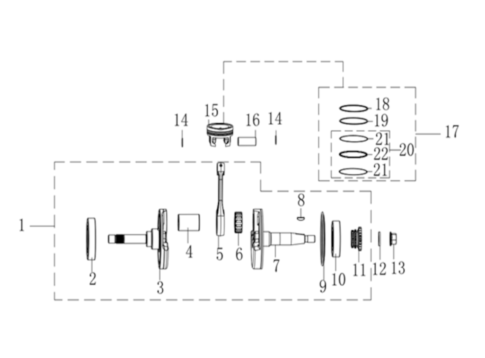 Súprava kľukového hriadeľa a ojnice