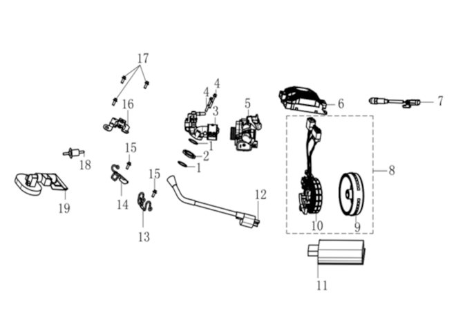Elektrické komponenty,  palivový systém