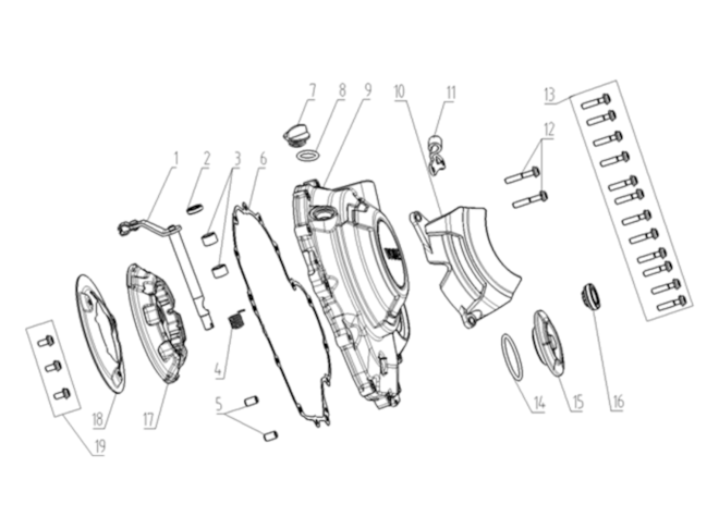 Kryt kľukovej skrine, pravý