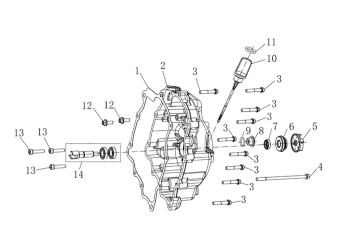 Kryt kľukovej skrine, pravý