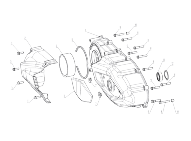 Kryt motora, ľavá strana