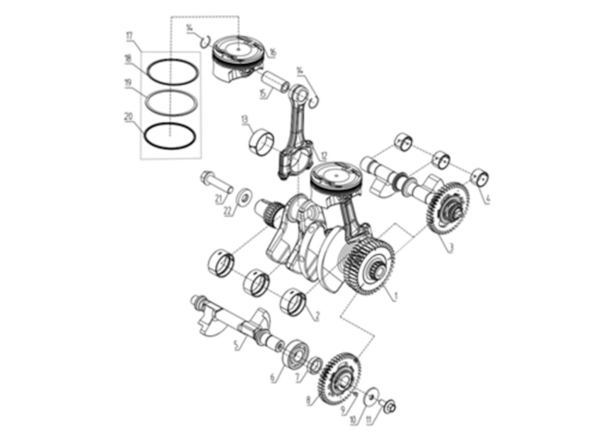 Sada klikového hřídele a ojnic