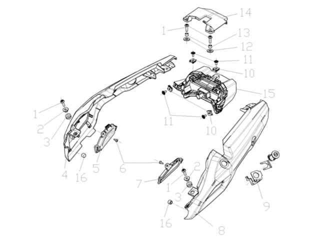 Zadné plastové diely, zadné svetlo