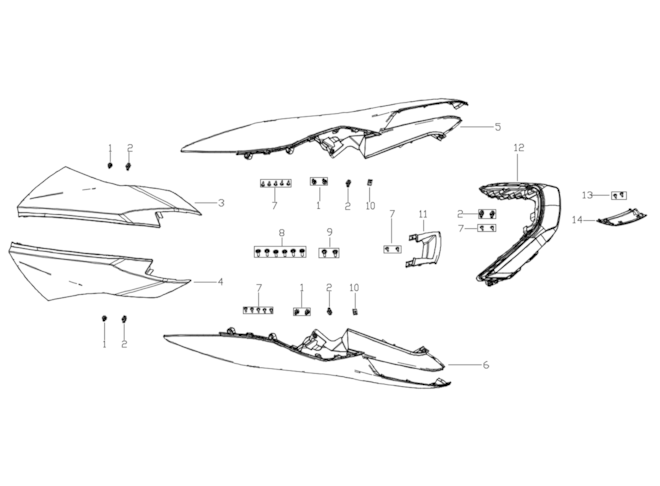 Zadní plastové díly, zadní světlo