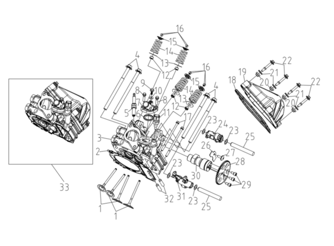 Hlava válce motoru, zadní