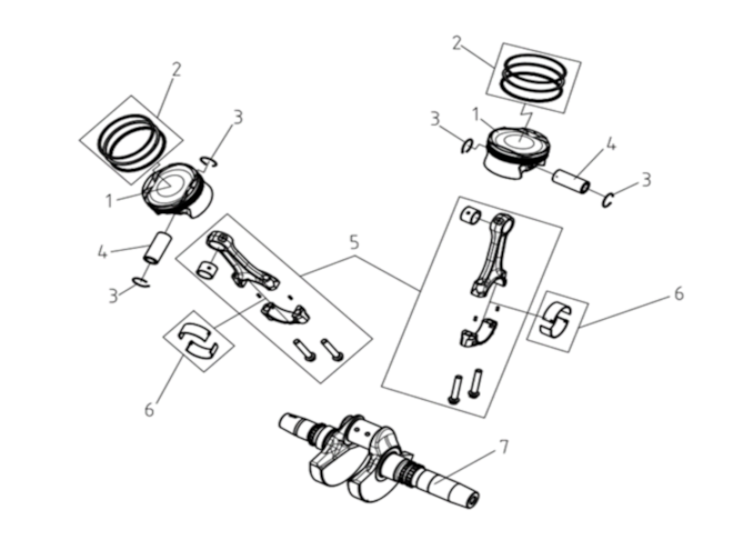 Sada klikového hřídele a ojnic