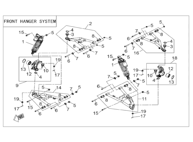 Systém předního zavěšení, tlumiče