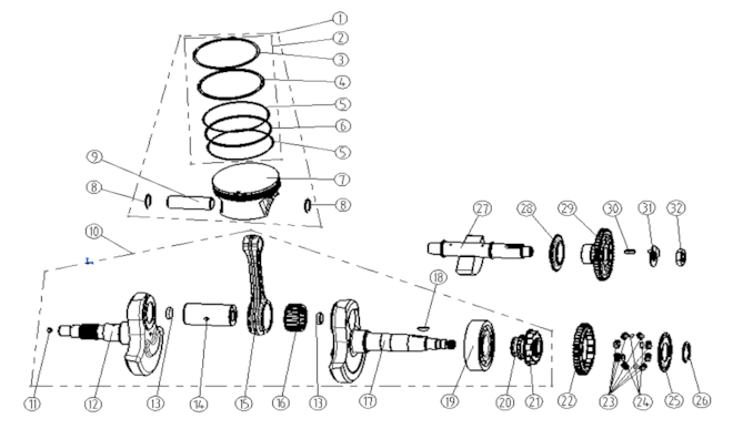 Sada klikového hřídele a ojnic