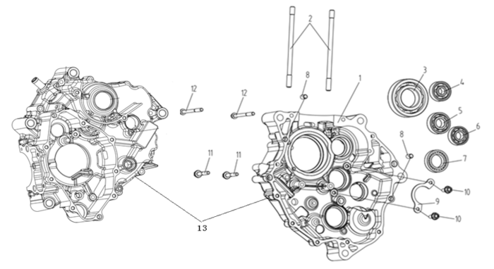 Kľuková skriňa, komplet pravá