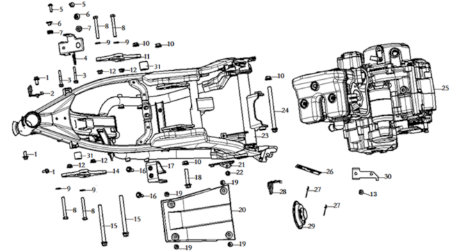 Rám a motor kompletný