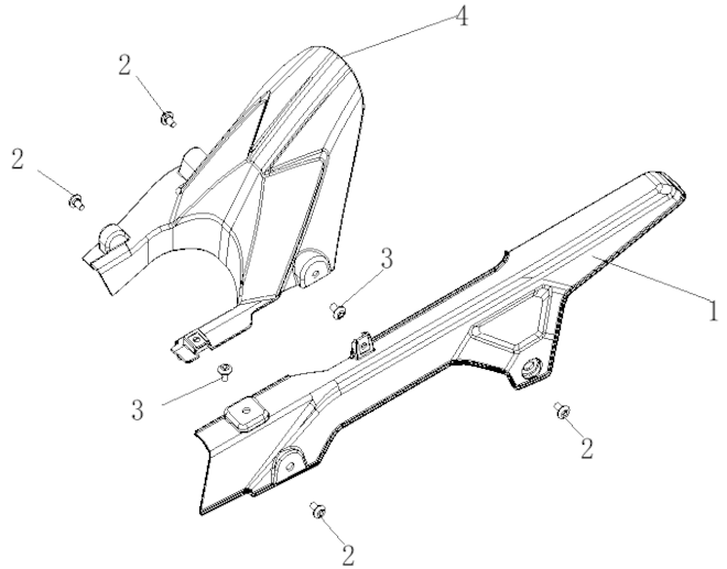 Zadní vnitřní blatník a kryt řetězu