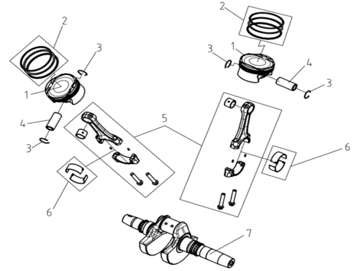 Sada klikového hřídele a ojnic