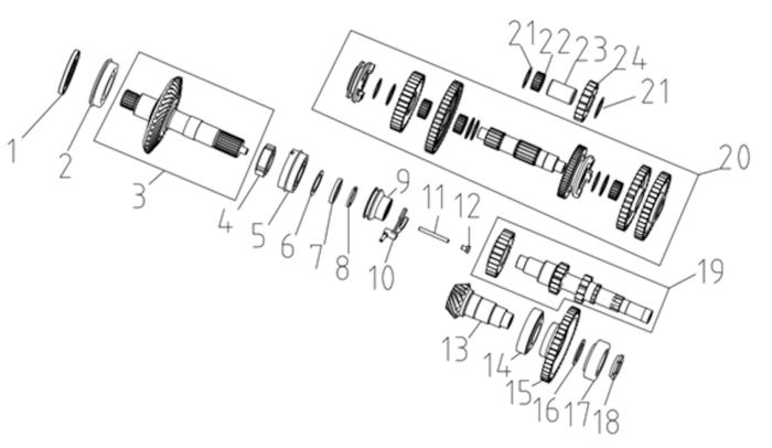 Sada součástí převodového mechanismu