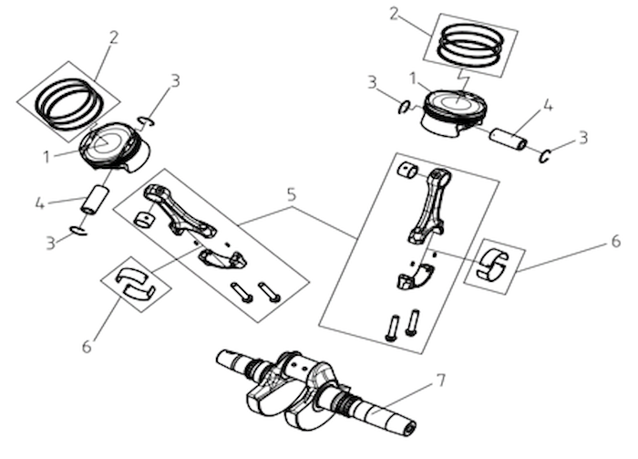 Mechanizmus kľukového hriadeľa a ojnic