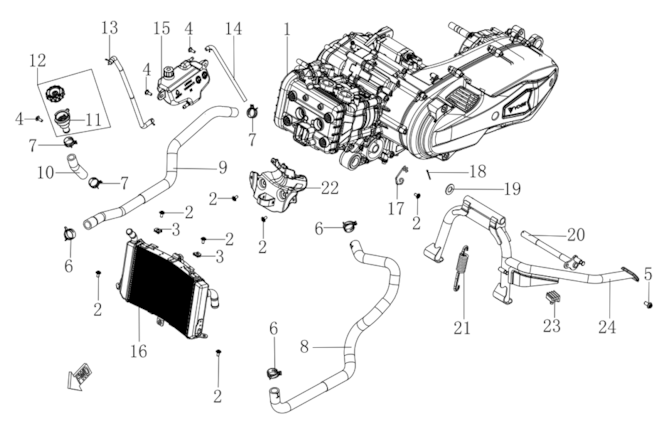 Motor + chladič