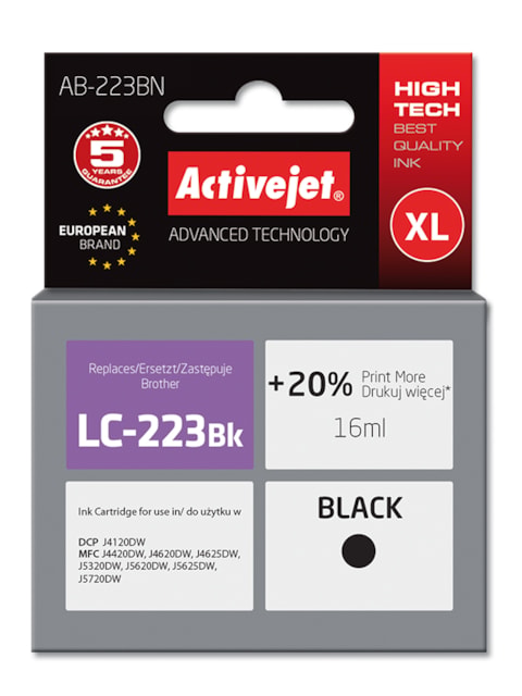 Cartridge Brother LC-223Bk black (16 ml) ActiveJet AB-223BN