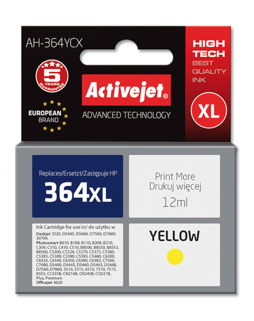 Cartridge HP CB325EE yellow č.364XL (12ml) ActiveJet standard new chip AH-364YCX