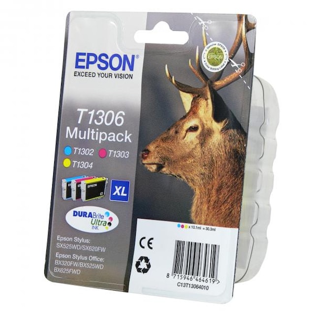 Cartridge EPSON T1306 3-PACK CMY cyan, yellow, magenta (3x 10,1 ml) orig.