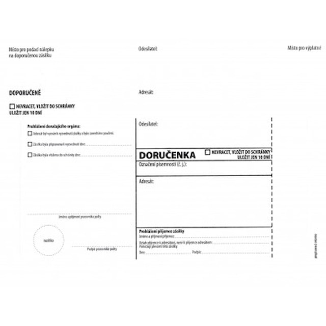 DORUČENKA bílá C5 (162x217mm)  samopr.odtrh.okno, vlhčící, POUČENÍ,1145762, bal. 1.000 ks