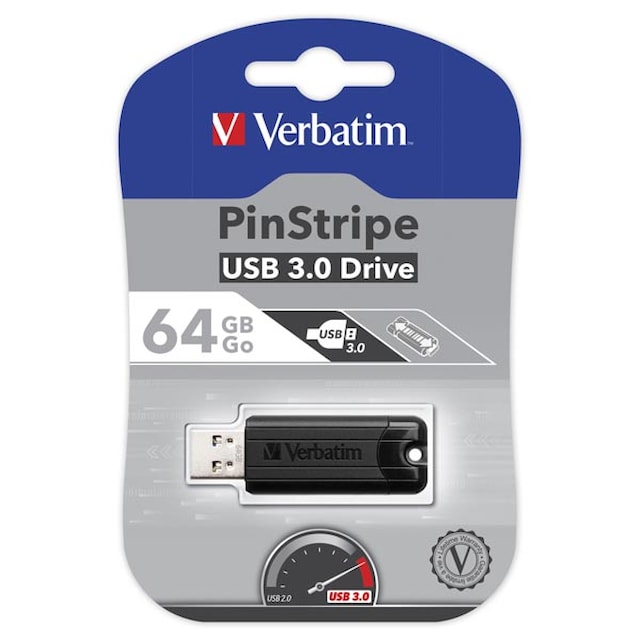 USB flash disk  64GB, USB 3.0, Verbatim, Store,N,Go PinStripe, černý