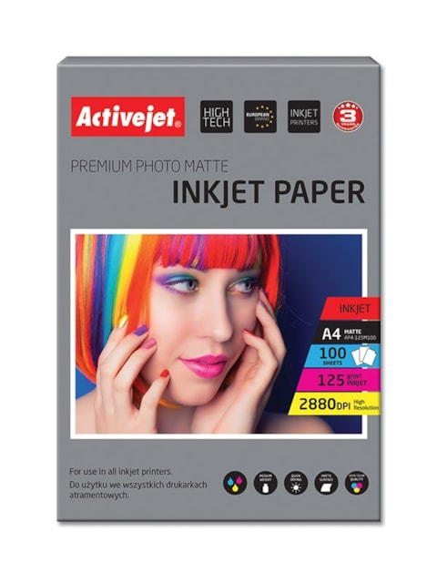 Fotopapír ActiveJet 125g/m2 A4/100 listů Premium Photo Matte AP4-125M100