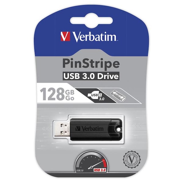 USB flash disk 128GB, USB 3.0, Verbatim, Store ,n, PinStripe, černý