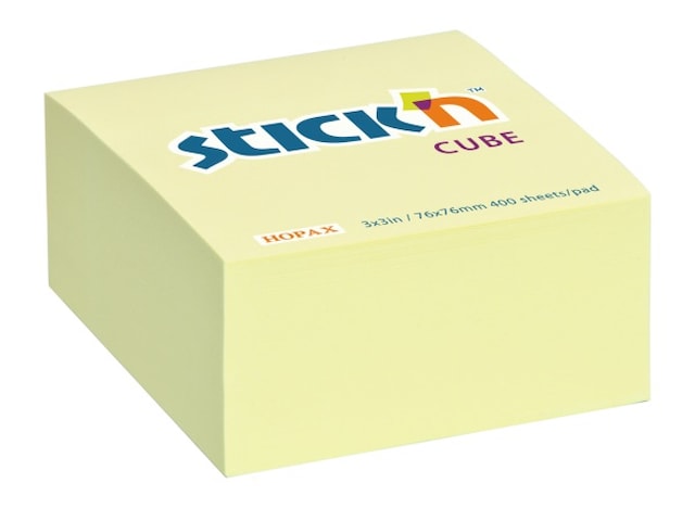 Bloček samolepící-kostka  76x 76mm, 400 žlutých lístků HOPAX
