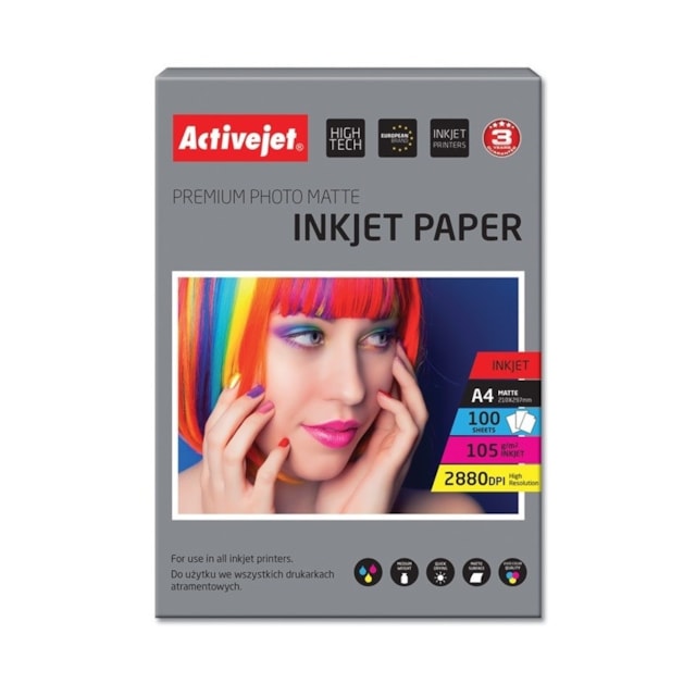 Fotopapír ActiveJet 105g/m2 A4/100 listů Premium Photo Matte AP4-105M100  DOPRODEJ 1 bal.