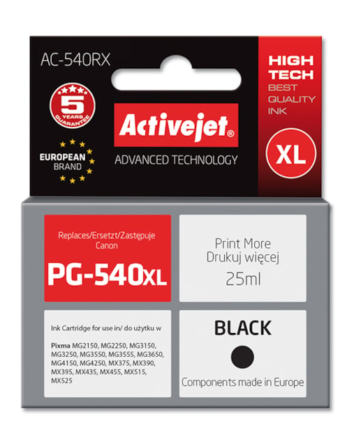 Cartridge Canon PG-540XL black  (25ml) ActiveJet AC-540RX/NX
