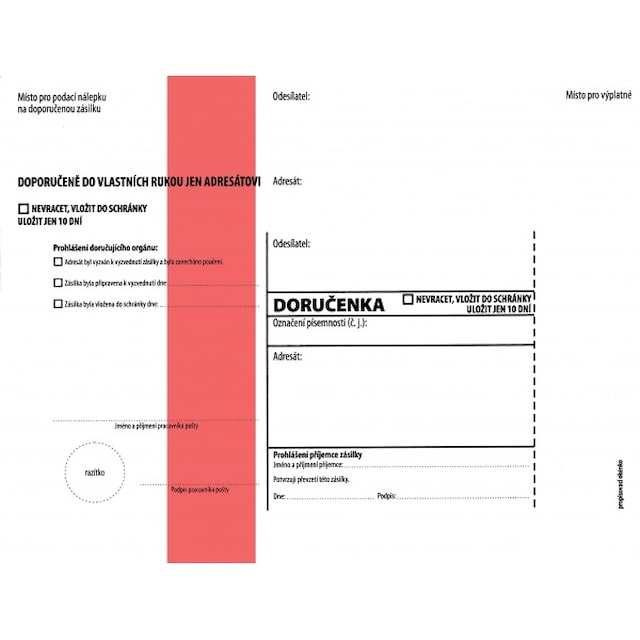 DORUČENKA červený pruh C5 (162x217mm)  samopr.odtrh.okno vlhčící POUČENÍ,1145789 1.000 ks