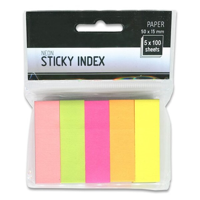 Záložka samolepící papírová 15x50mm, 5x100 bar.lístků NEON 7154